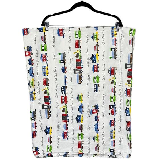 Pottery Barn Kids Ryder Trains Flat Sheet Organic Cotton Twin - Picture 2 of 6